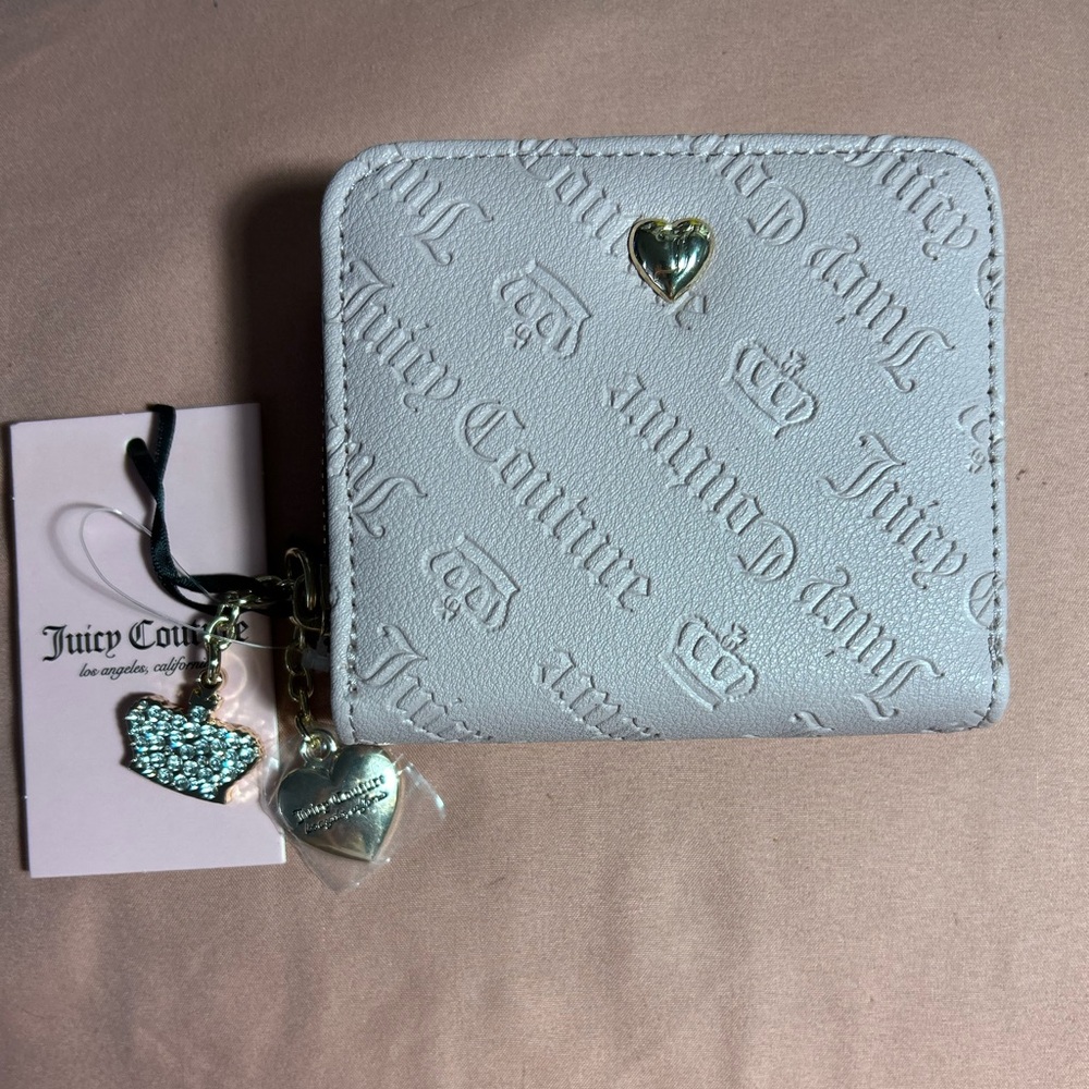 NWT Juicy Couture Dusty Blush Not Your Babe Small Wallet Zipper Charms New!